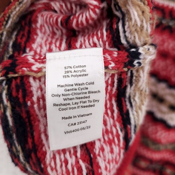 NWT TALBOTS Fair Isle Red Colorful Sweater Crew Neck Pullover Cotton Blend Sz 2X - Picture 6 of 6